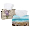 2 Pack Tissue Box Cover Holder, Boardwalk with Shells Rectangle