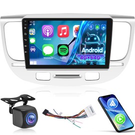 Upgrade 4GB+64GB Car Stereo for KIA Rio 2005 2006 2007 2008 2009 2010 2011 with Wireless Carplay/Android Auto - 9 Inch IPS Touchscreen Radio with 32EQ DSP/WiFi/GPS/SWC + AHD Backup Camera