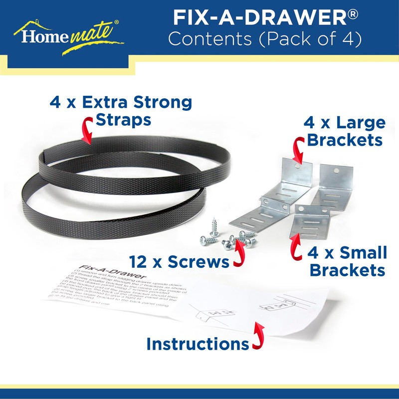 Homemate® Fix-A-Drawer™ - The ULTIMATE drawer protection! Mends sagging, broken,