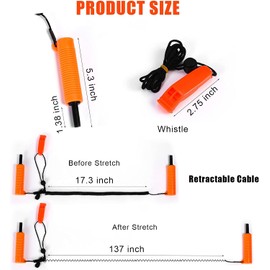 CAVLA Retractable Ice Pick, Ice Picks with Whistle Flexible, for Ice Safety Spikes, Ice Fishing Safety Kit, Ice Fishing Portable Emergency Gear for Skating Sled Walking On Ice Protection Accessories