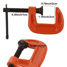 Abuff 1 Inch C-Clamp Set, 12-Pack Iron C Clamp Heavy Duty C Clamps for Woodworking, Welding and Building, Orange