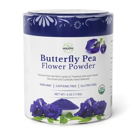 Holistic Depot Butterfly Pea Flower Powder - 100% Natural Butterfly Pea Powder - USDA Organic Butterfly Pea Powder 4 Oz (113G)