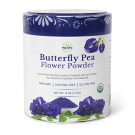 Holistic Depot Butterfly Pea Flower Powder - 100% Natural Butterfly Pea Powder - USDA Organic Butterfly Pea Powder 4 Oz (113G)