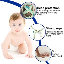 Kimitimi Baby Safety Helmet Baby Head Protector No Bumps for Running Walking Crawling, Safety Head Adjustable Protective Cap Headguard Hat (Colorful Dinosaur)