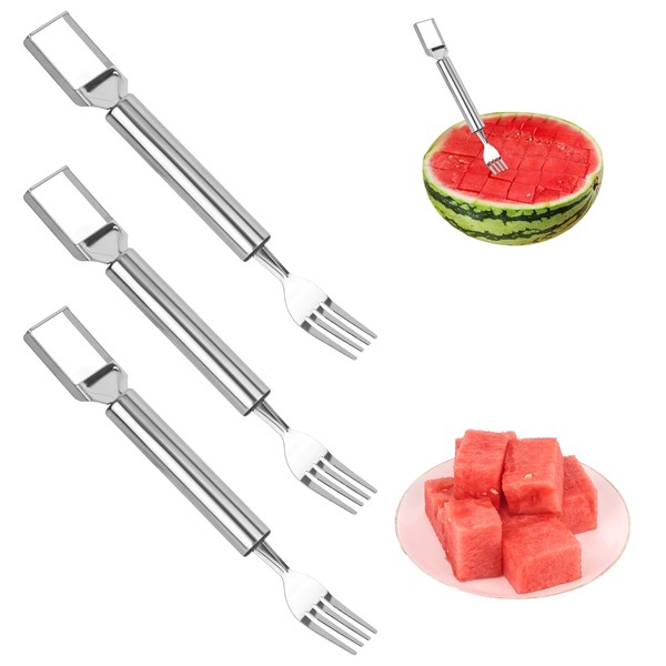 lasuroa 3Pcs Watermelon Cutter, 2025 Summer New 2-in-1 Stainless Steel