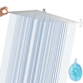 16 Inch Extra Large Square Stainless Steel Shower Head High Pressure Rainfall Showerhead Ultra Thin Water Saving 2.5 Gpm,Polished Chrome