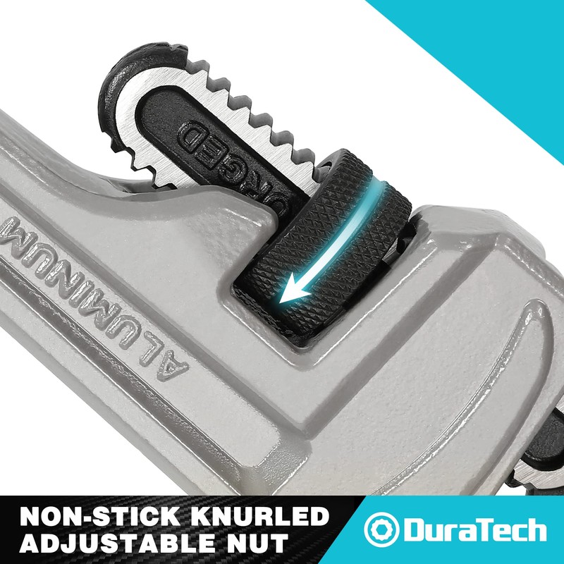 DURATECH Pipe Wrench, Heavy Duty Aluminum Straight Pipe Wrench, 14-inch/350mm