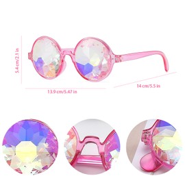 MEISH 2 Pieces Kaleidoscope Glasses Fashion Multi-edge Glasses Rainbow Sunglasses Pink White Party Music Festival Nightclub Dress Collocation