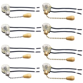 Pull Chain Switch, Ceiling Fans Lamps and Wall Lights Electrical Pull Chain Switch(8 Pieces)