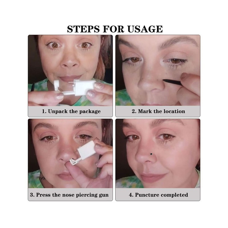 4 Pack Nose Piercing Kit, SLVIEKAE Disposable Safe Sterile Piercing