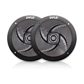 Pyle Waterproof Marine Speakers - Pair of 5.25" 180 Watt Low Profile Slim Style System - Weather Resistant Outdoor Rated Speakers for Boat, Patio, Poolside, Deck, Home (Black)