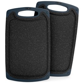 Blumtal Frühstücksbrettchen Kunststoff 25x15 cm im 2er Set - Brettchen spülmaschinenfest - Frühstücksbretter Kunststoff BPA-frei - Schneidebrett spülmaschinenfest - Schneidebrett klein Grau melliert