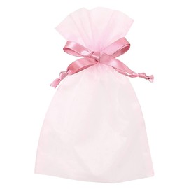 HEADS OGP-BM Gift Bag, 5.1 x 7.9 inches (13 x 20 cm), Medium, Pink, 10 Pieces, Organza Bag, Drawstring Bag