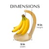 JS Gourmet Bamboo Banana Stand with Stainless Steel Hanging Hook,