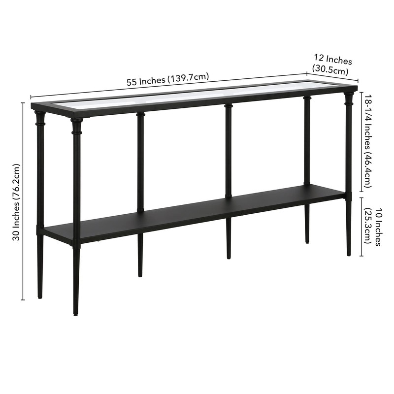 Nellie 55'' Wide Rectangular Console Table with Metal Shelf in