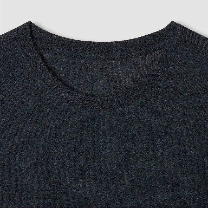 JAJU [JAJU] Men's Rayon Stretch Short Sleeve Lounge T-Shirt_Melange Navy