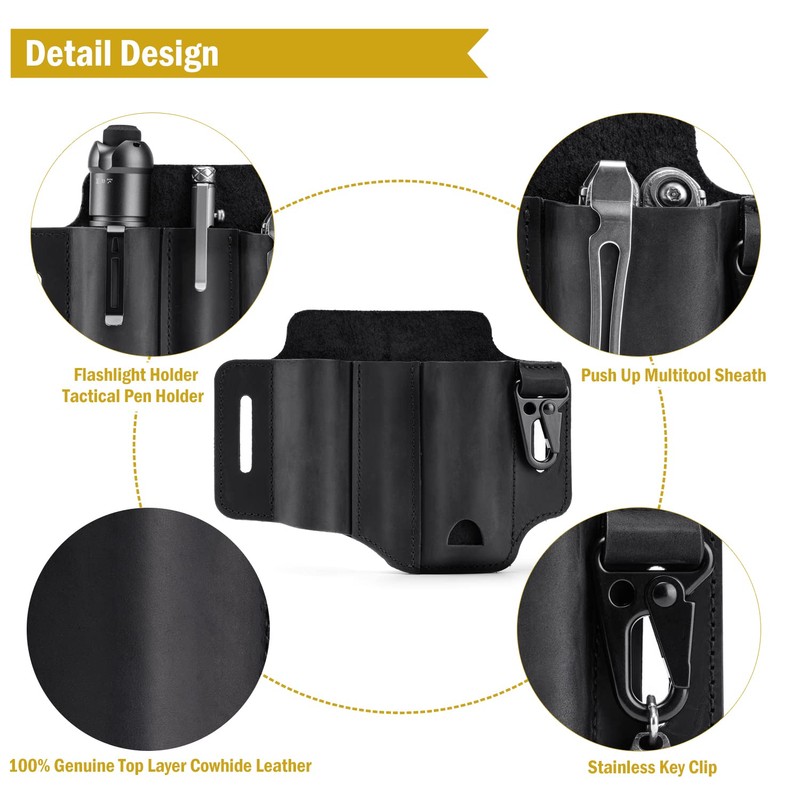 VIPERADE PJ29 Multi-Tool Sheath for Belt, Leather EDC Pocket Organizer