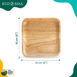 ECO SOUL Compostable 15cm Square Palm Leaf Plates | Pack of 25 | Disposable Bamboo-Like Tableware for Party, BBQ, Picnic, Wedding | Recyclable, Eco-Friendly, Alternative to Plastic & Paper Plates