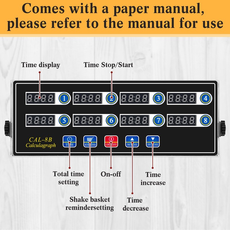 1 Pack Commercial 8 Channel Digital Kitchen Timer, Multi-Countdown Timer