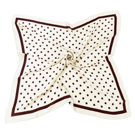 35 inches Silk Feeling Formal Large Square Neck Scarf Head Hair Wraps Handkerchief for Women Girls(Beige Dots)