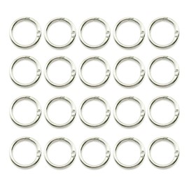20 Pack 0.75 Inch Keychain Clips，Round Small Carabiner Clip for Key, Metal Keyring Hook Buckle Clip (Silver)