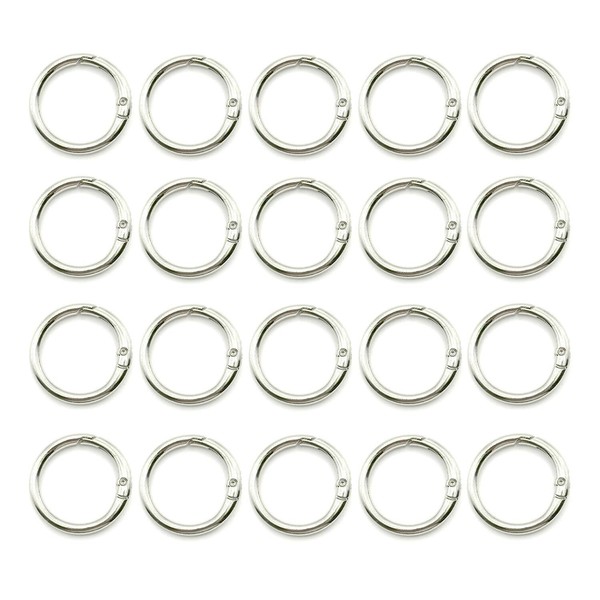 20 Pack 0.75 Inch Keychain Clips，Round Small Carabiner Clip for