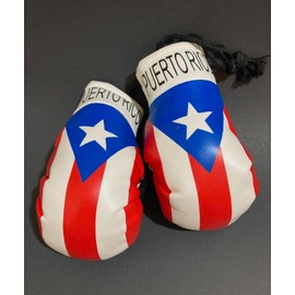 Puerto Rico Boxing Gloves for Car Rearview Mirror – Hanging Decoration with Puerto Rican Flag Design