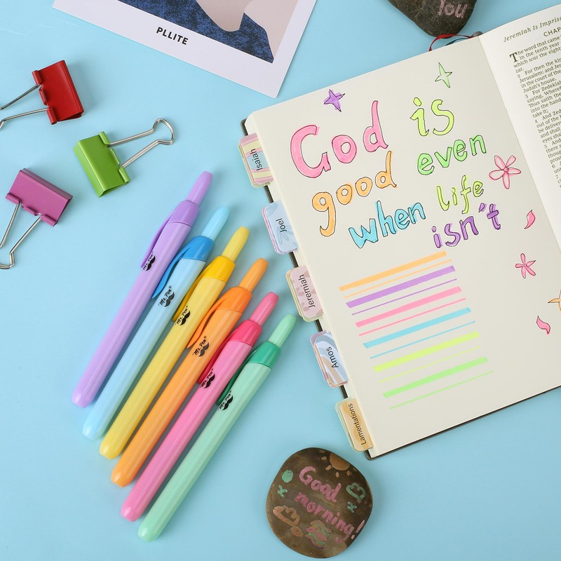 Mr. Pen- Colorful Highlighters Set, 6 Pack, Assorted Colors, Retractable
