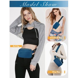 FIORETTO Bumbags for Ladies Fashion Bum Bag Fanny Pack with Organized Zipped Pockets Adjustable Belt Bag Small Waist Pouch Bum Bag for Dog Walking Running Travel Peacock Blue