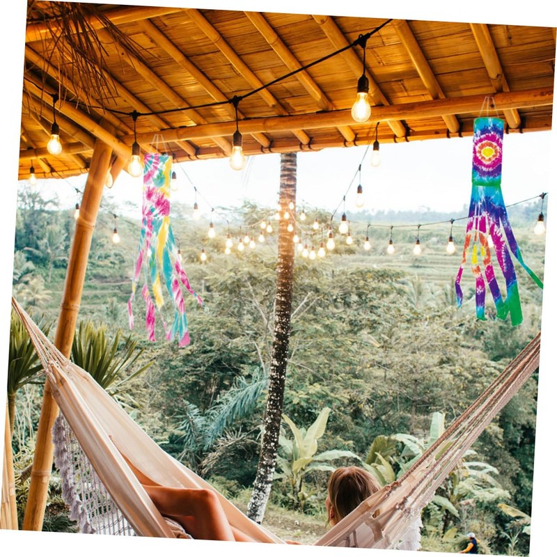 Mipcase 4Pcs Tie Dye Windsock Flags Durable Outdoor Hanging Decor