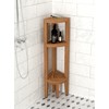 AquaTeak Kai Teak Corner Bath Shelf with Angled Shaving &