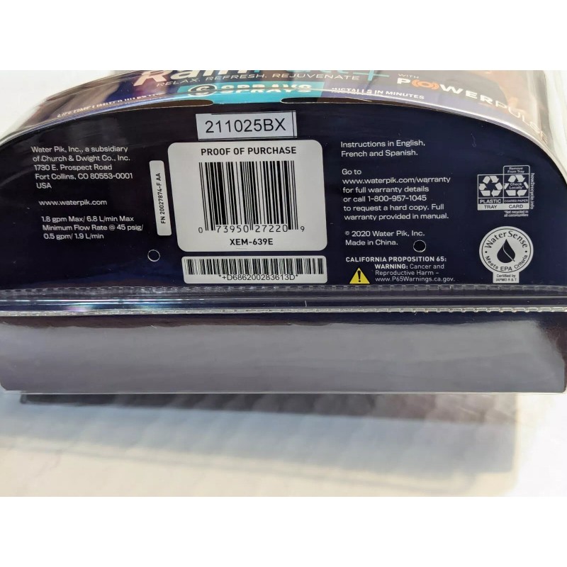 Waterpik 6-Spray 7" RainFall+ Wall Mount Fixed Adjustable Shower Head