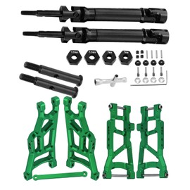Rcarmumb RC Upgrades Part for 1/10 Traxxas Rustler VXL 2wd/Stampede VXL 2wd，2PCS Rear Drive Shaft CVD,Front Axles,Alloy Front Rear Suspension A Arms,Stainless Steel #45 Drive Shaft with Hex,Green