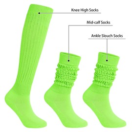 Zando Neon Socks Neon Green Socks Green Slouch Socks Lime Green Socks 80s Socks 80s Outfit For Women 90s Accessories For Women Slouch Socks Women Scrunch Socks High Socks Women Green One Size