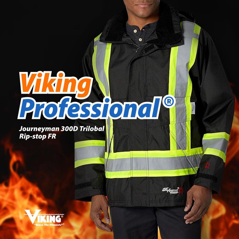 VIKING Professional Journeyman 300D Rip-Stop Fire Retardant Reflective Jacket -