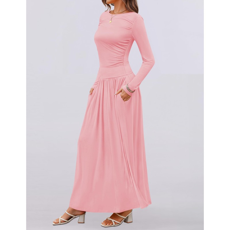 ZESICA Women's Long Sleeve Fall Maxi Dress 2025 Crewneck Knit