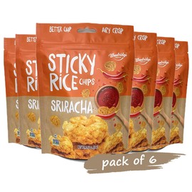 Woodridge Snacks | Sticky Rice Chips | Sriracha Flavor | 6 Pack | 2.47 OZ (70g) Bags