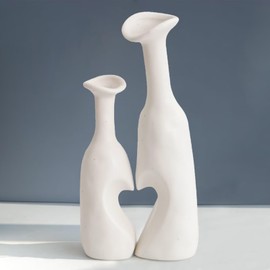 Heart Shaped Ceramic Vases Set of 2 Home Decor Boho Vase Modern Matte Flowers Vase Minimalist Decorative Vase for Wedding Gift Dining Coffee Table Book Shelf Living Room and Bedroom Décor