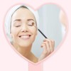 TBWHL Heart-Shaped Travel Handheld Mirror, Cosmetic Hand Mirror with Handle,