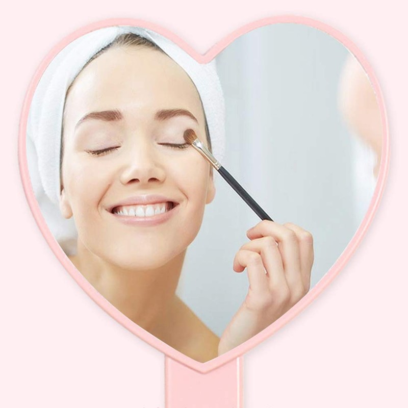 TBWHL Heart-Shaped Travel Handheld Mirror, Cosmetic Hand Mirror with Handle,