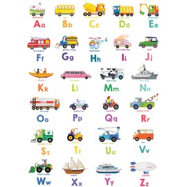 DECOWALL DS8-2005N Transport Alphabet Kids Wall Stickers Decals Peel and Stick Removable for Nursery Bedroom Living Room art murals decorations decor repositionable bathroom toddlers girls baby