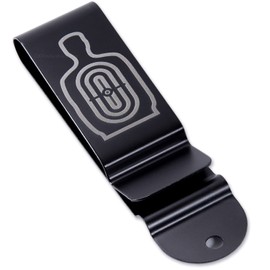 Universal Metal Belt Clip - (Black) - (w/Silhouette Target Engraving) - (1 Pack) - Replacement Steel Clip Holder for Holsters, Sheaths, Phone Cases