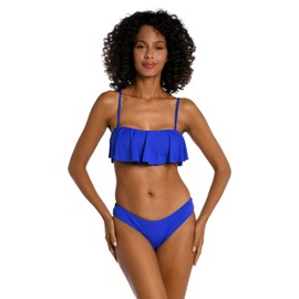 La Blanca Women's Island Goddess Ruffle Bandeau Bikini Swimsuit Top, Sapphire, 6
