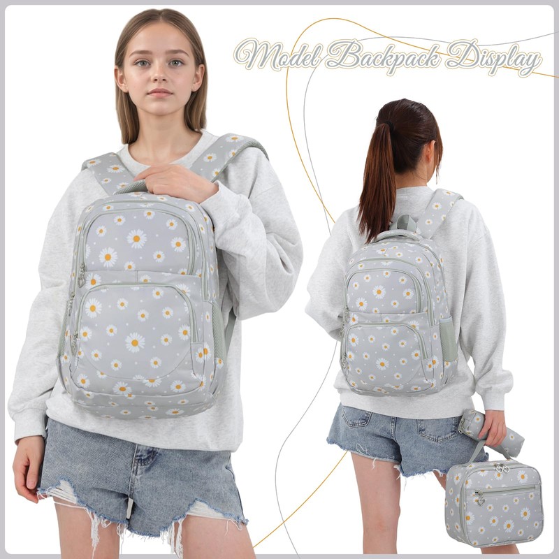 Freiesoldaten Flower Printed School Backpack Set with Lunch Bag Pencil