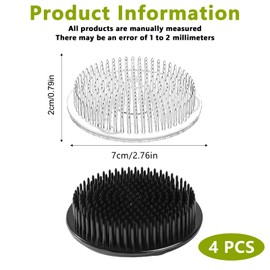 Pack of 4 Flower Frog, Flower Stem Holder, Transparent Plastic Ikebana Kenzan Frogs, Round Flower Holder, Flower Arrangement Holder with 3 Suction Cups for DIY Flower Crafts (White + Black)