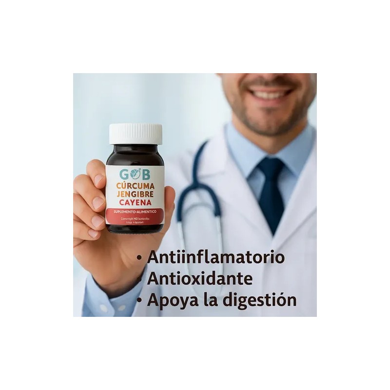 Cúrcuma, Jengibre, Cayena Polvo - 60 Cápsulas - Suplemento Sabor