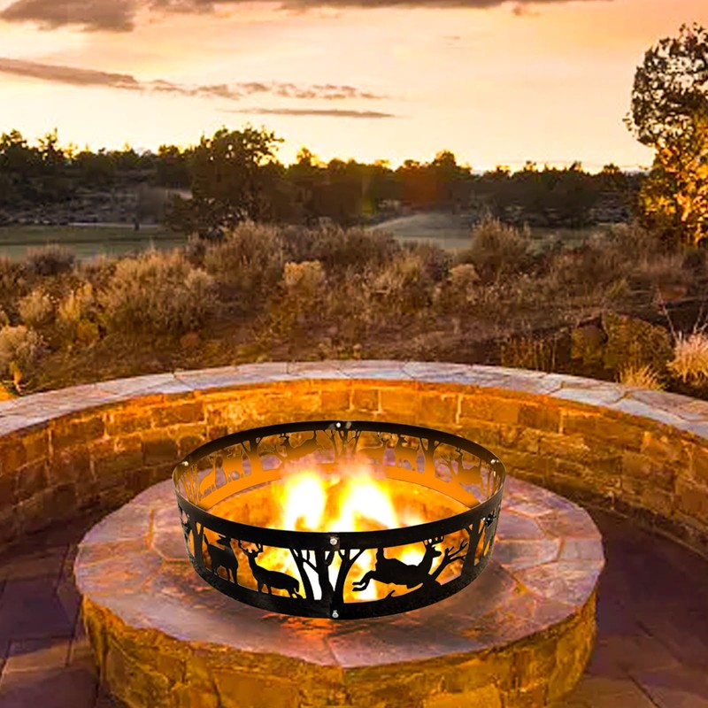 FLITURE Fire Pit Ring - Heavy-Duty 36'' Steel Fire Ring