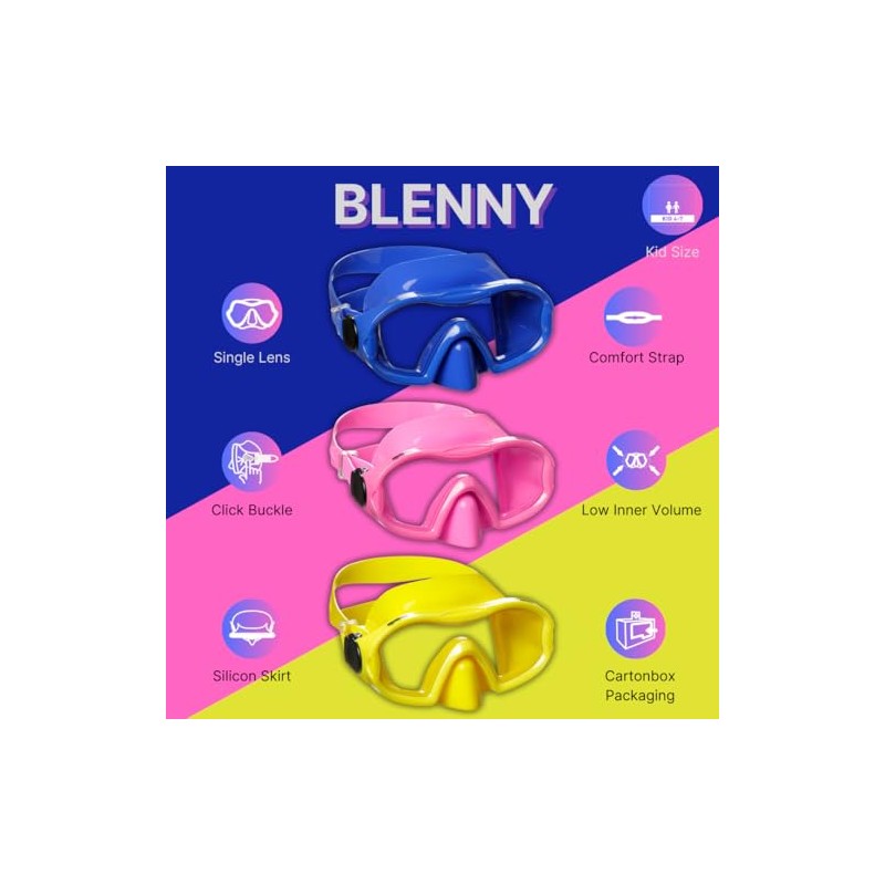 Mares Aquazone Blenny, Maschera Snorkeling da Bambino - Unisex, Giallo