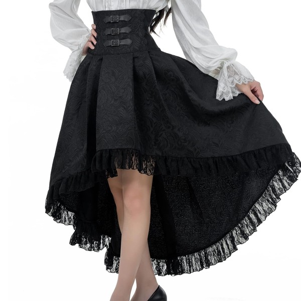 Fiamll Women's Gothic Steampunk Skirt Victorian Pirate Skirt with High