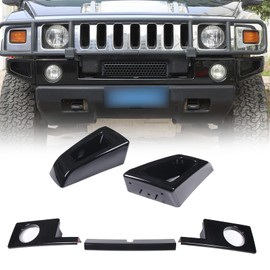 Front Bumper Corner Bezels Cover and Front Bumper Lower Trim Sets Compatible with Hummer H2 2003-2009, 5 Pieces Front Bumper Protection Trim Cover Kit, 5PCS (Bright Black)